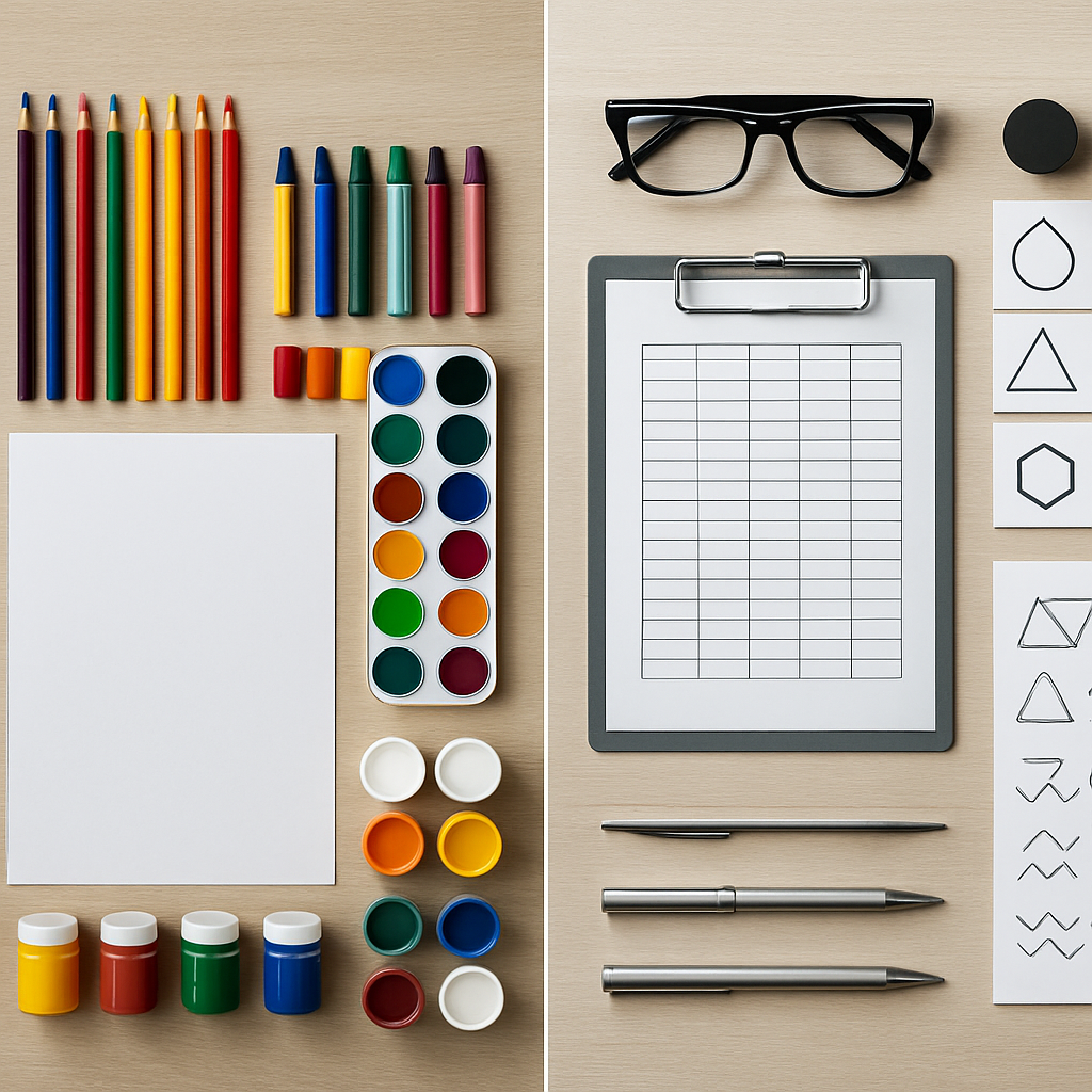 Comparison of art therapy workspace and standard clinical setting.