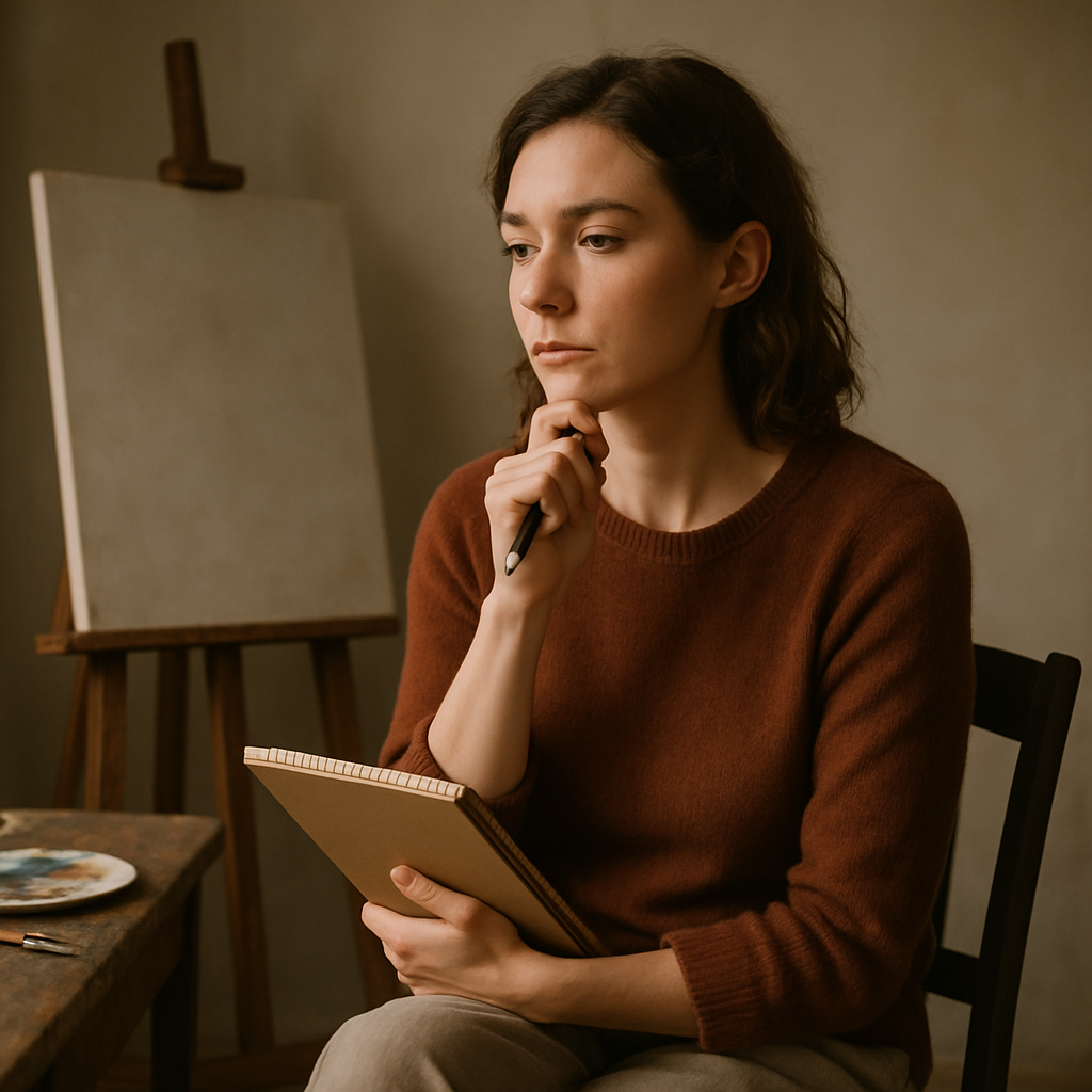 Woman reflecting on her readiness to lead a painting circle.
